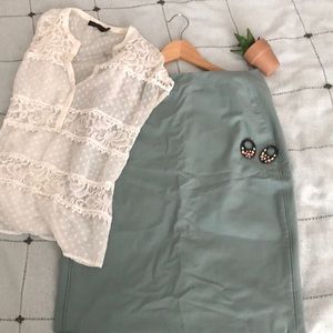 Sage Green Work Pencil Skirt The Limited